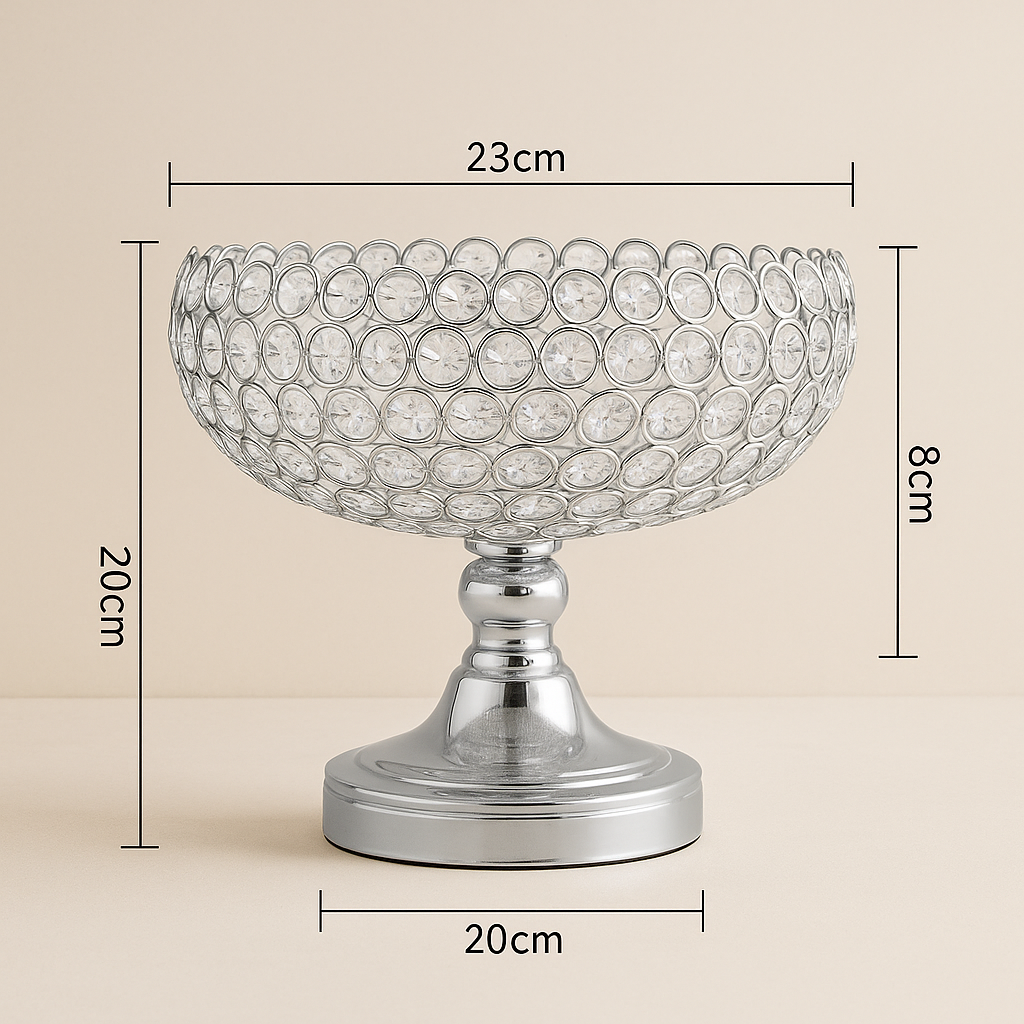 Grande Coupe à Fruits en Fer Doré et Cristaux