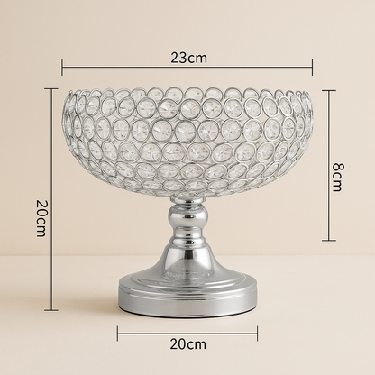 Grande Coupe à Fruits en Fer Doré et Cristaux