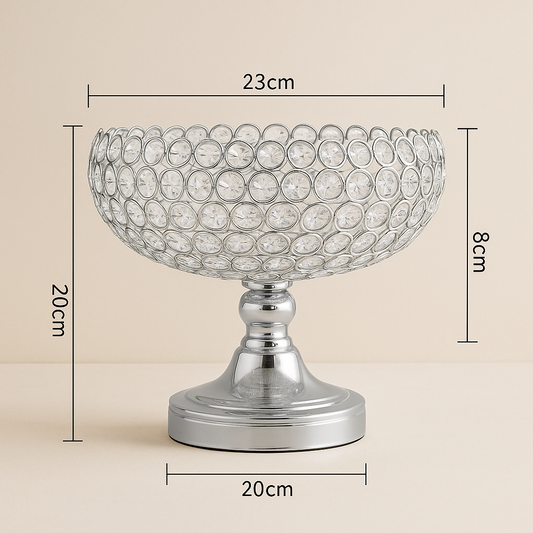 Grande Coupe à Fruits en Fer Doré et Cristaux