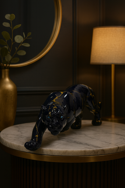Statue Léopard Noir en Résine