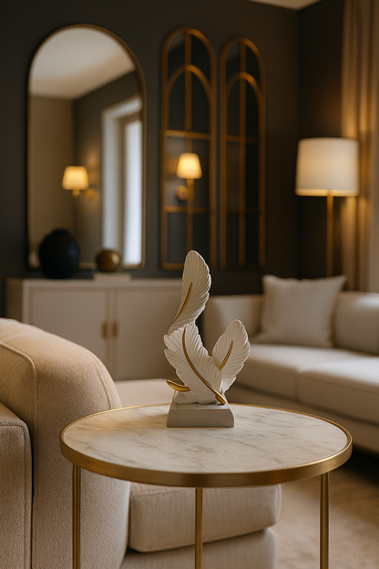 Plume Décorative Blanche & Doréer