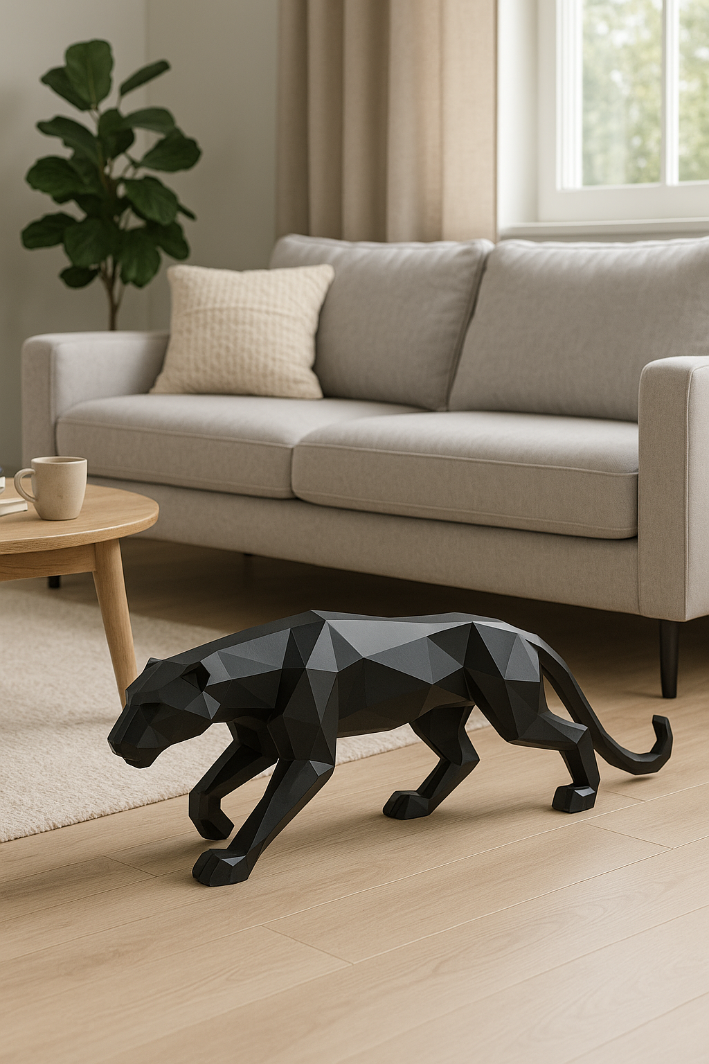 Statue Panthère Sculpture Géométrique Moderne