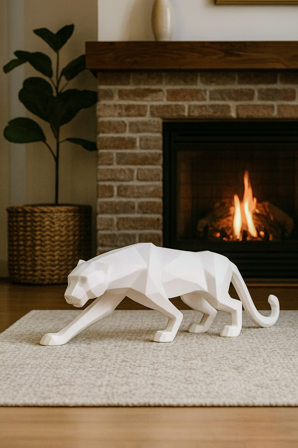 Statue Panthère Sculpture Géométrique Moderne