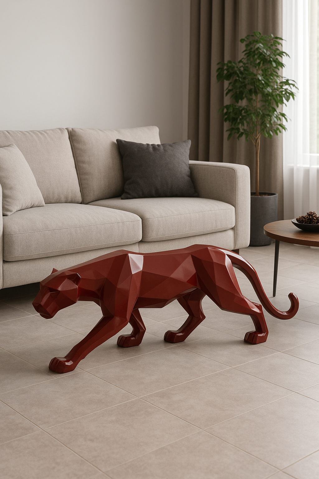 Statue Panthère Sculpture Géométrique Moderne