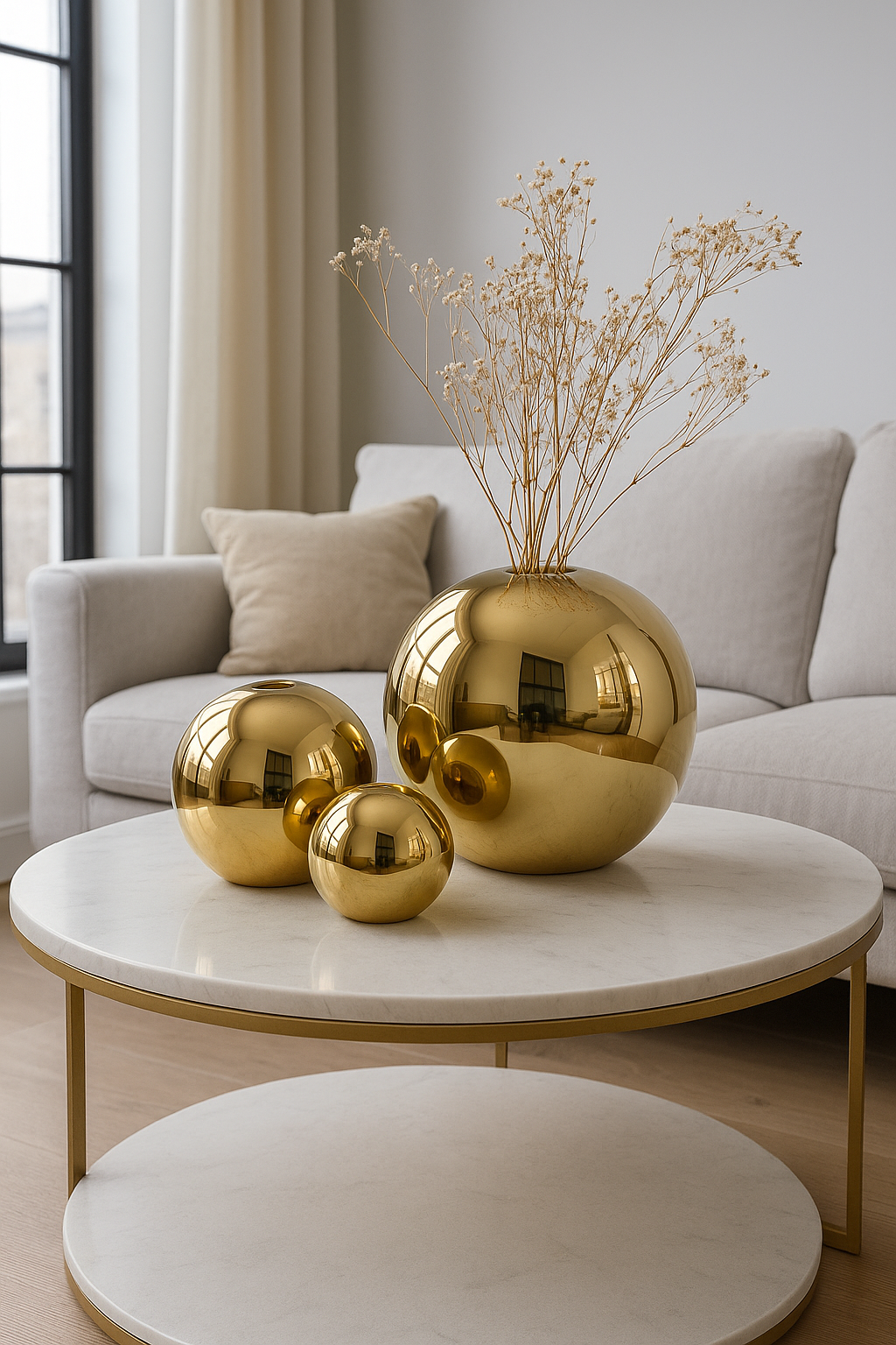 Vase boule en céramique dorée plaquée