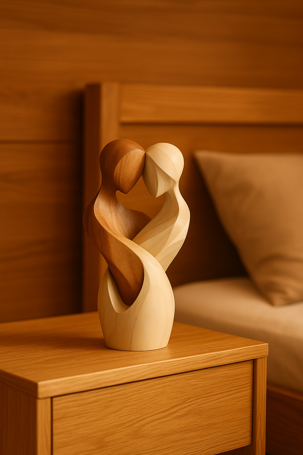 Statue Élégante Couple en Bois Artificiel