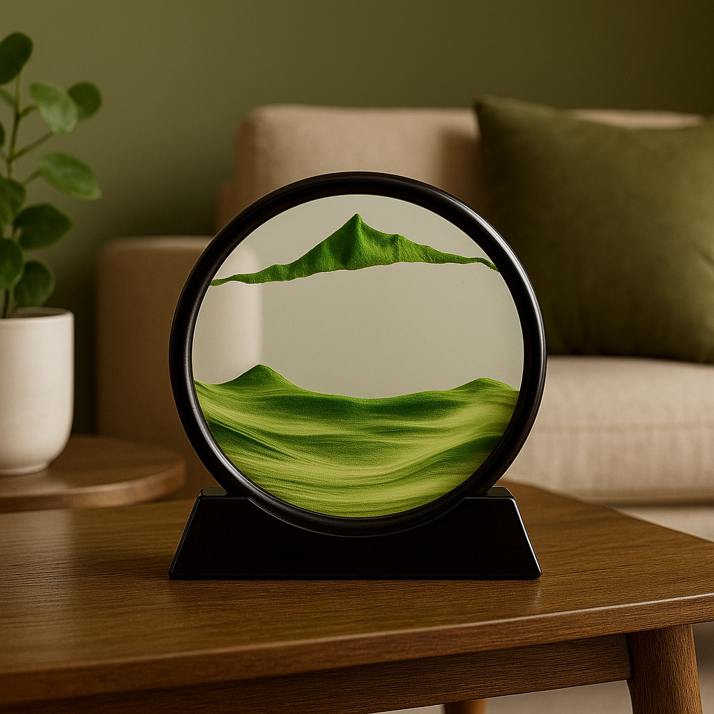 Sablier 3D en Verre – Paysage Marin en Sable Mouvant