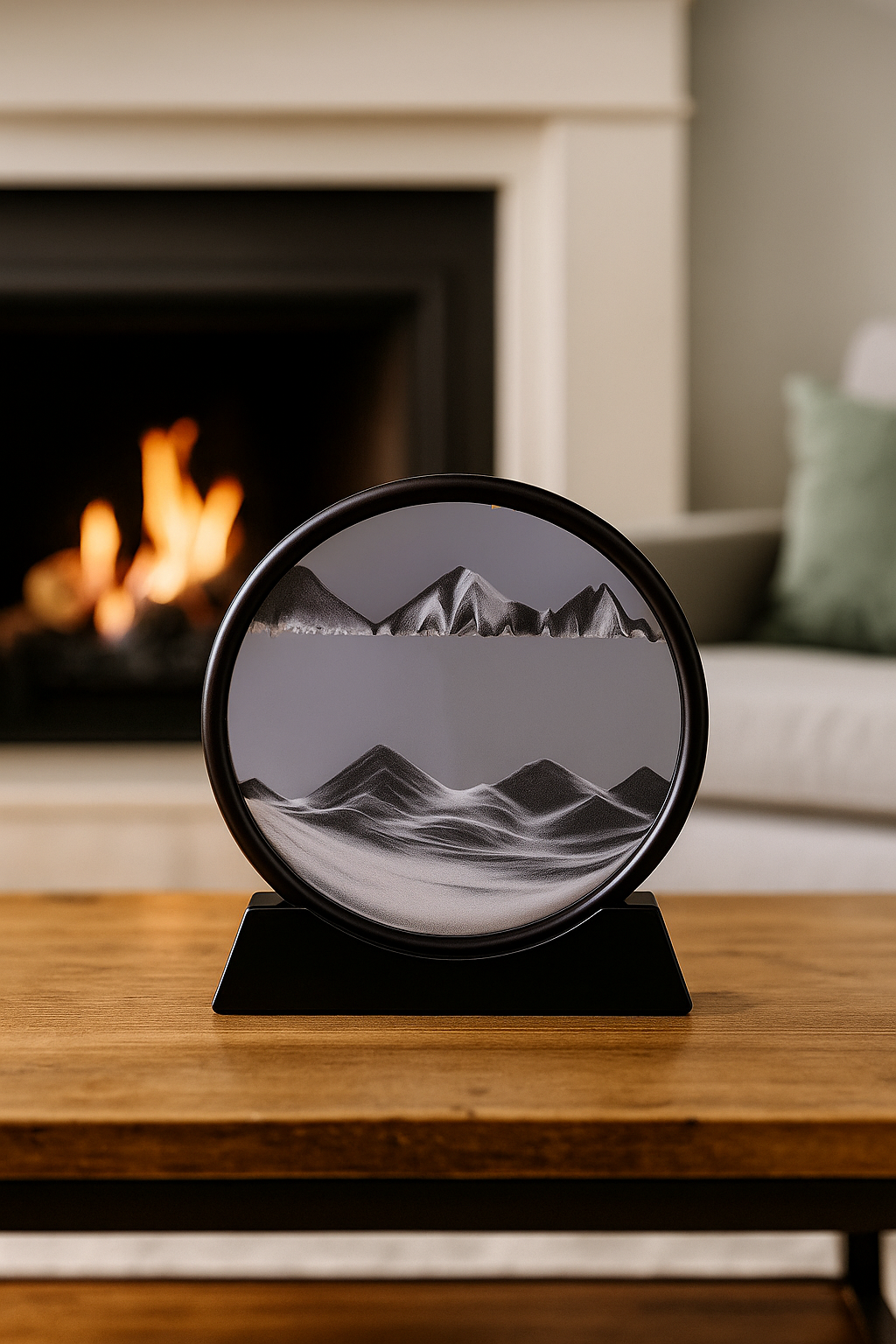 Sablier 3D en Verre – Paysage Marin en Sable Mouvant