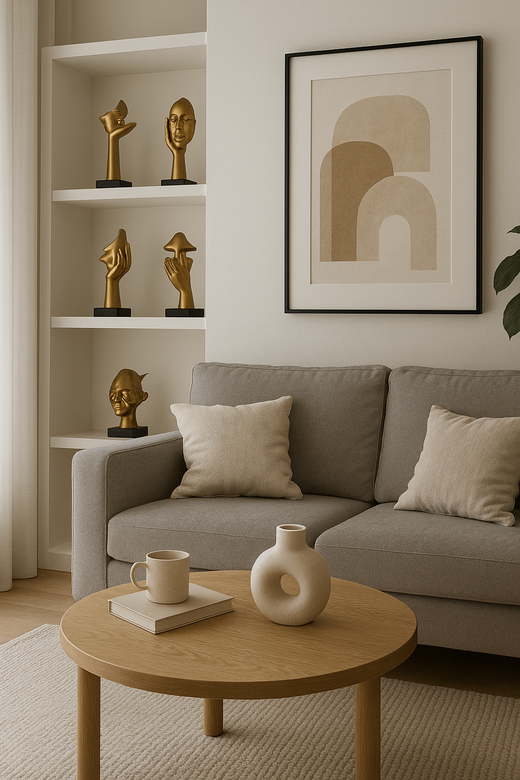 Statue Masque Abstrait Doré