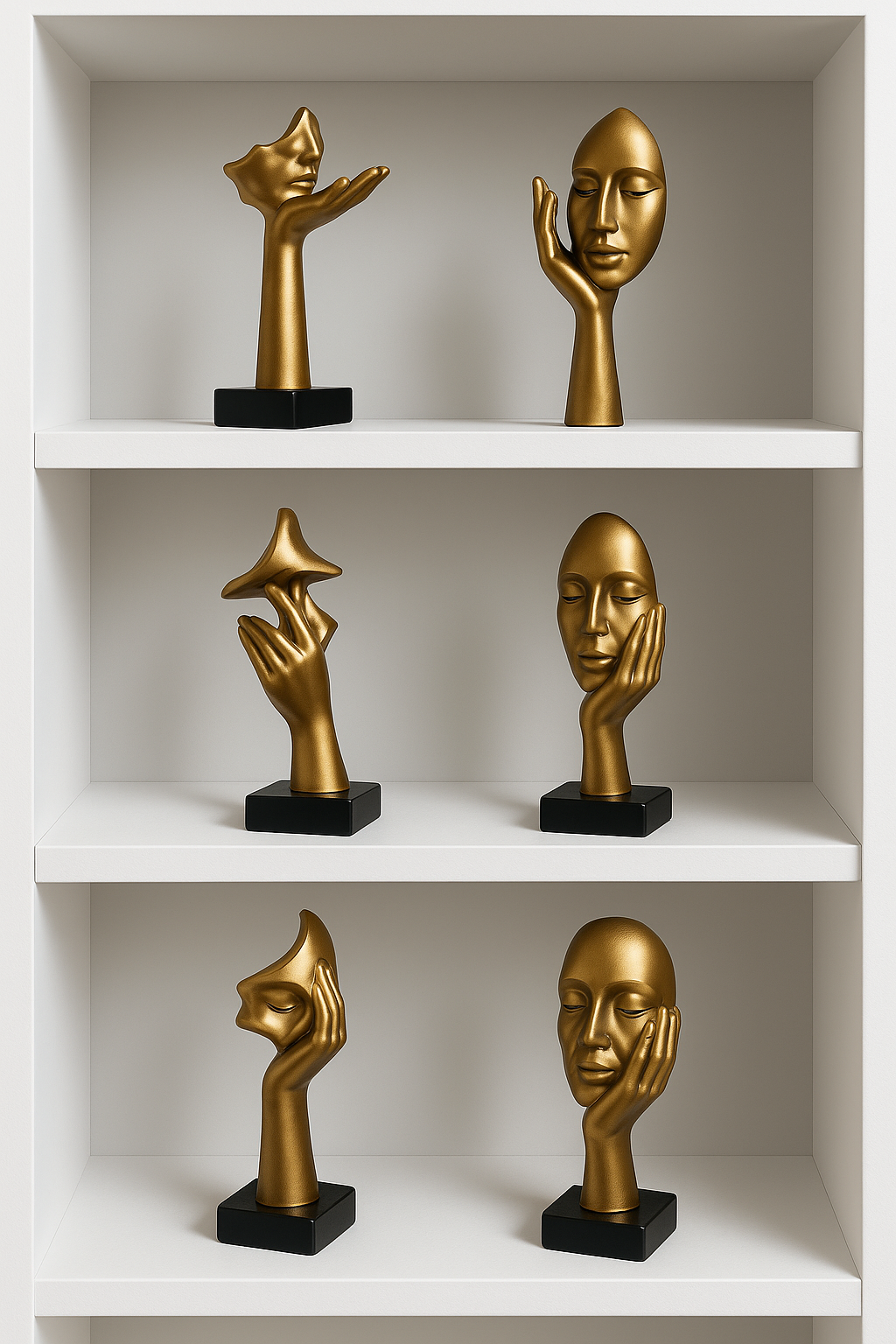 Statue Masque Abstrait Doré