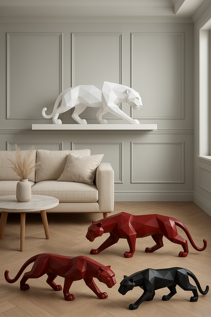 Statue Panthère Sculpture Géométrique Moderne