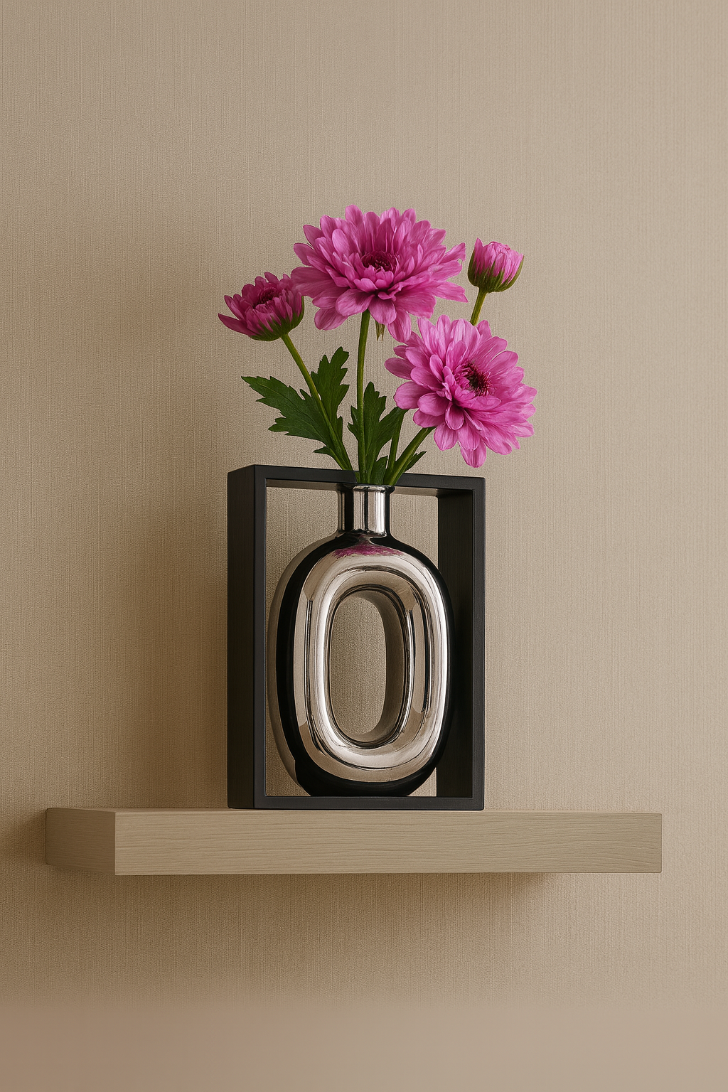 Vase en céramique argenté avec cadre creux