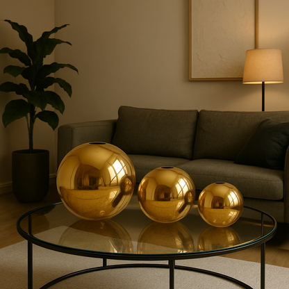 Vase boule en céramique dorée plaquée