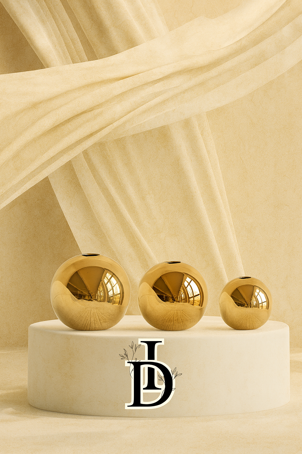 Vase boule en céramique dorée plaquée