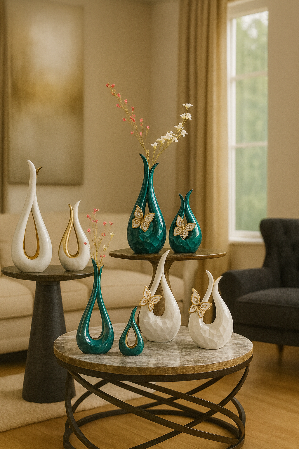 Vase créatif en céramique avec fleurs séchées