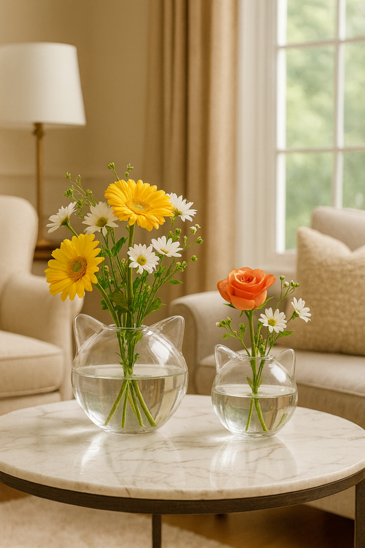 Vase en verre en forme de chat