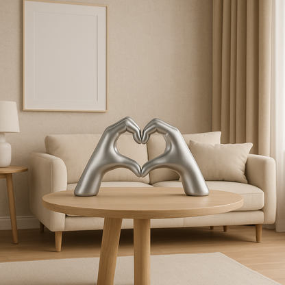 Statue Main Dorée en Forme de Cœur