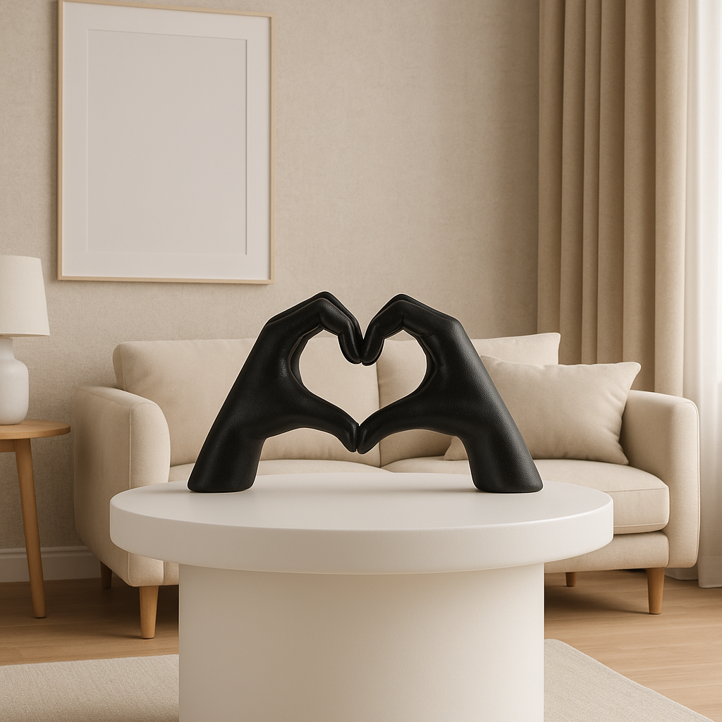 Statue Main Dorée en Forme de Cœur