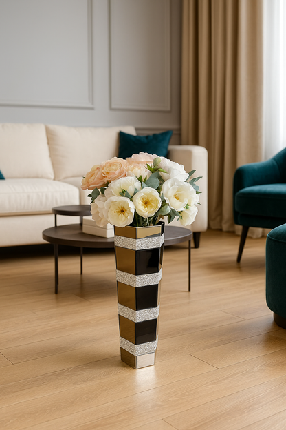 Vase décoratif en verre avec diamants