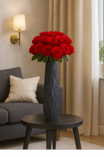 Grand vase décoratif texturé incassable sur pied