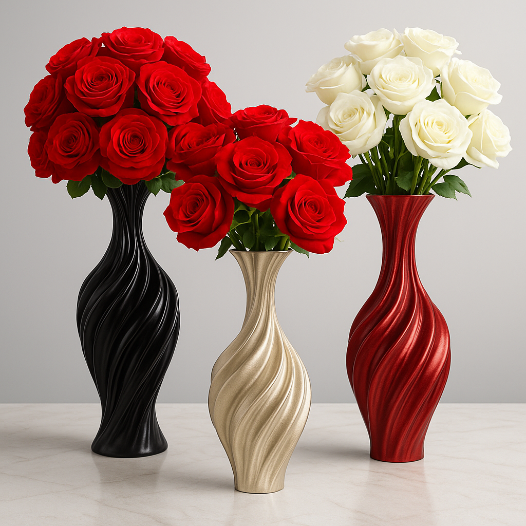 Vase décoratif abstrait nordique en métal torsadé