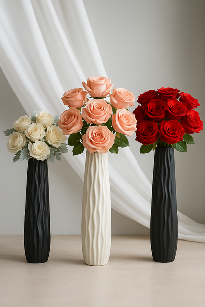 Grand vase décoratif texturé incassable sur pied