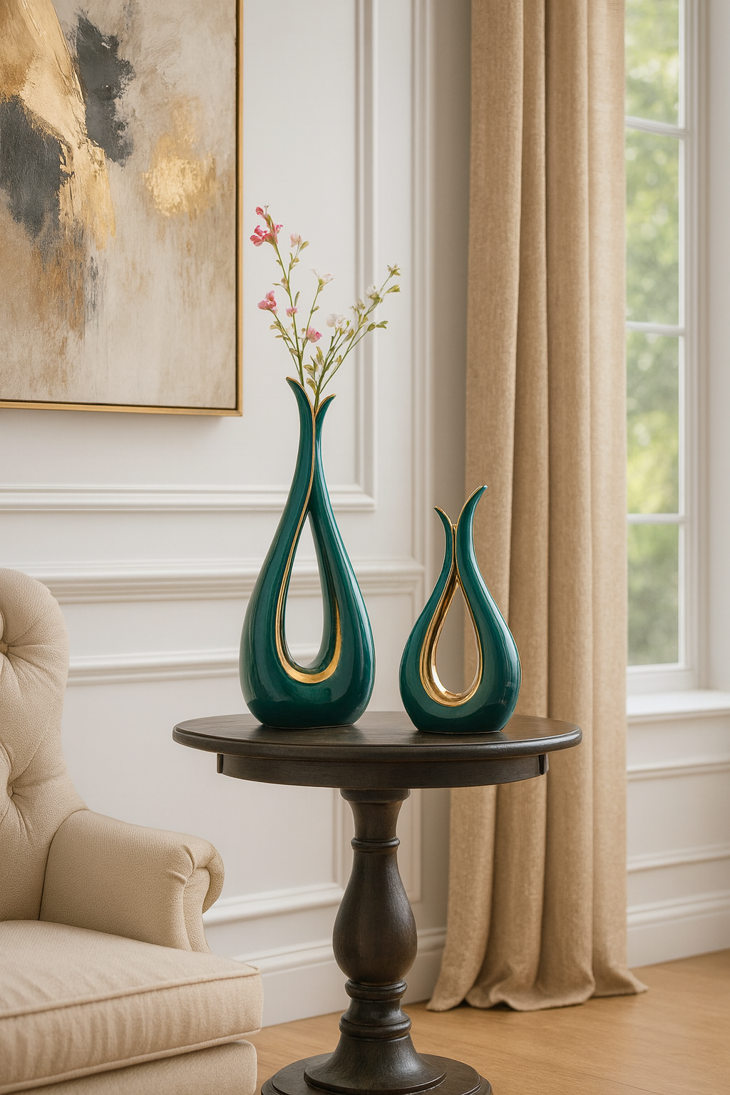 Vase créatif en céramique avec fleurs séchées