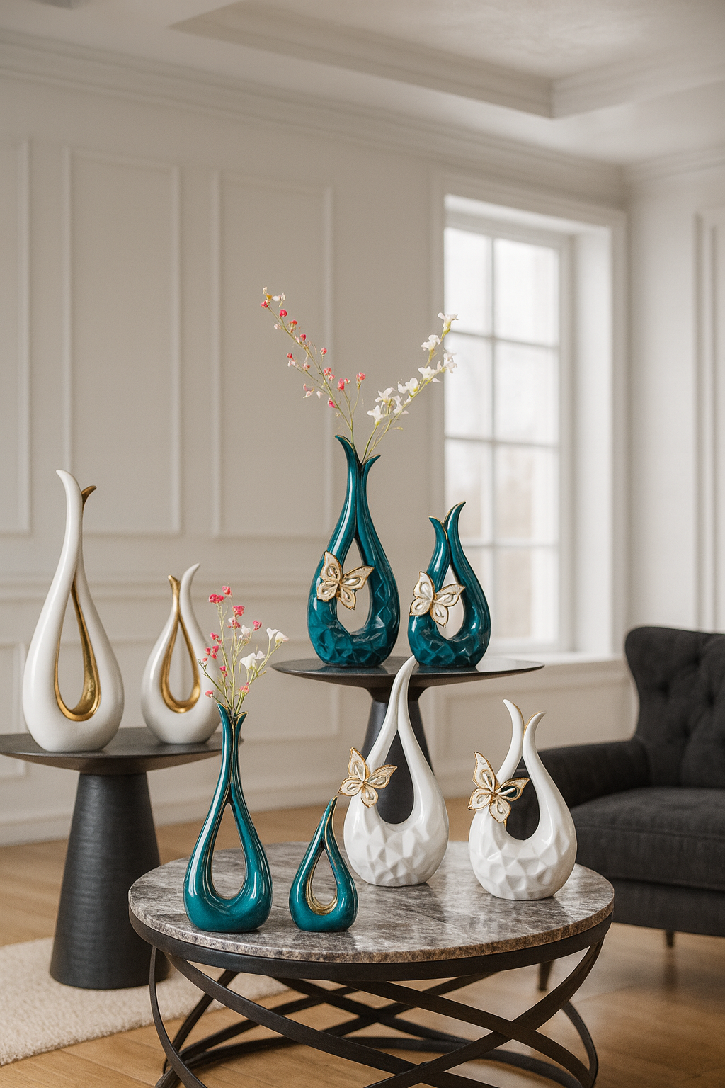 Vase créatif en céramique avec fleurs séchées