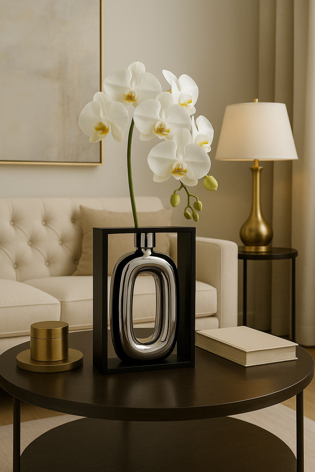 Vase en céramique argenté avec cadre creux