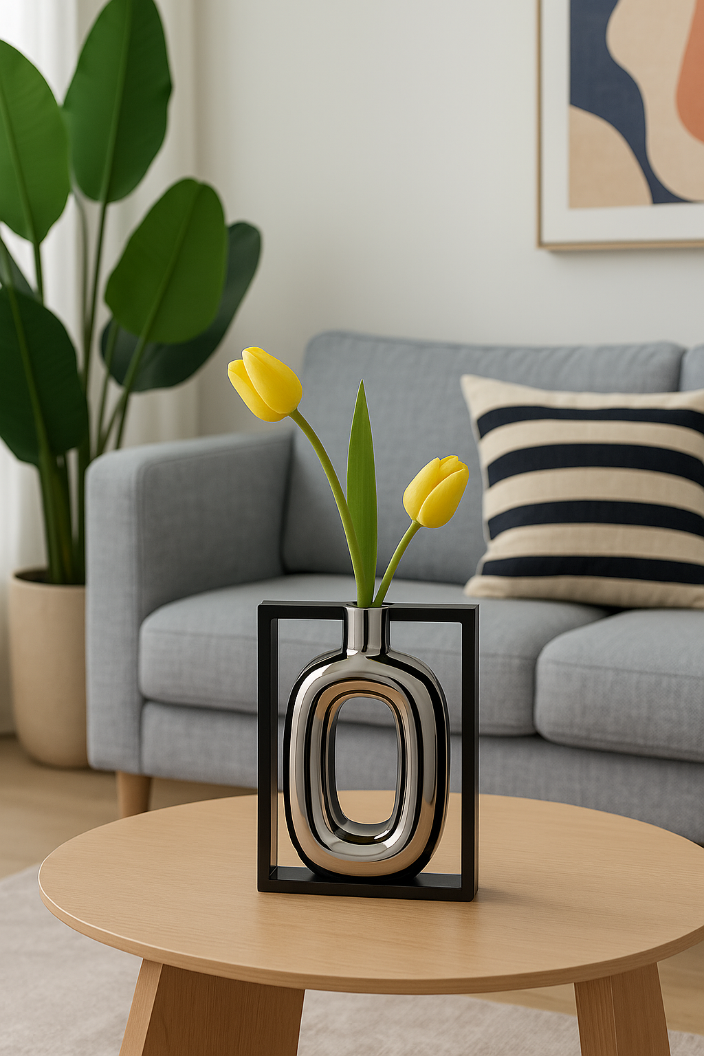 Vase en céramique argenté avec cadre creux