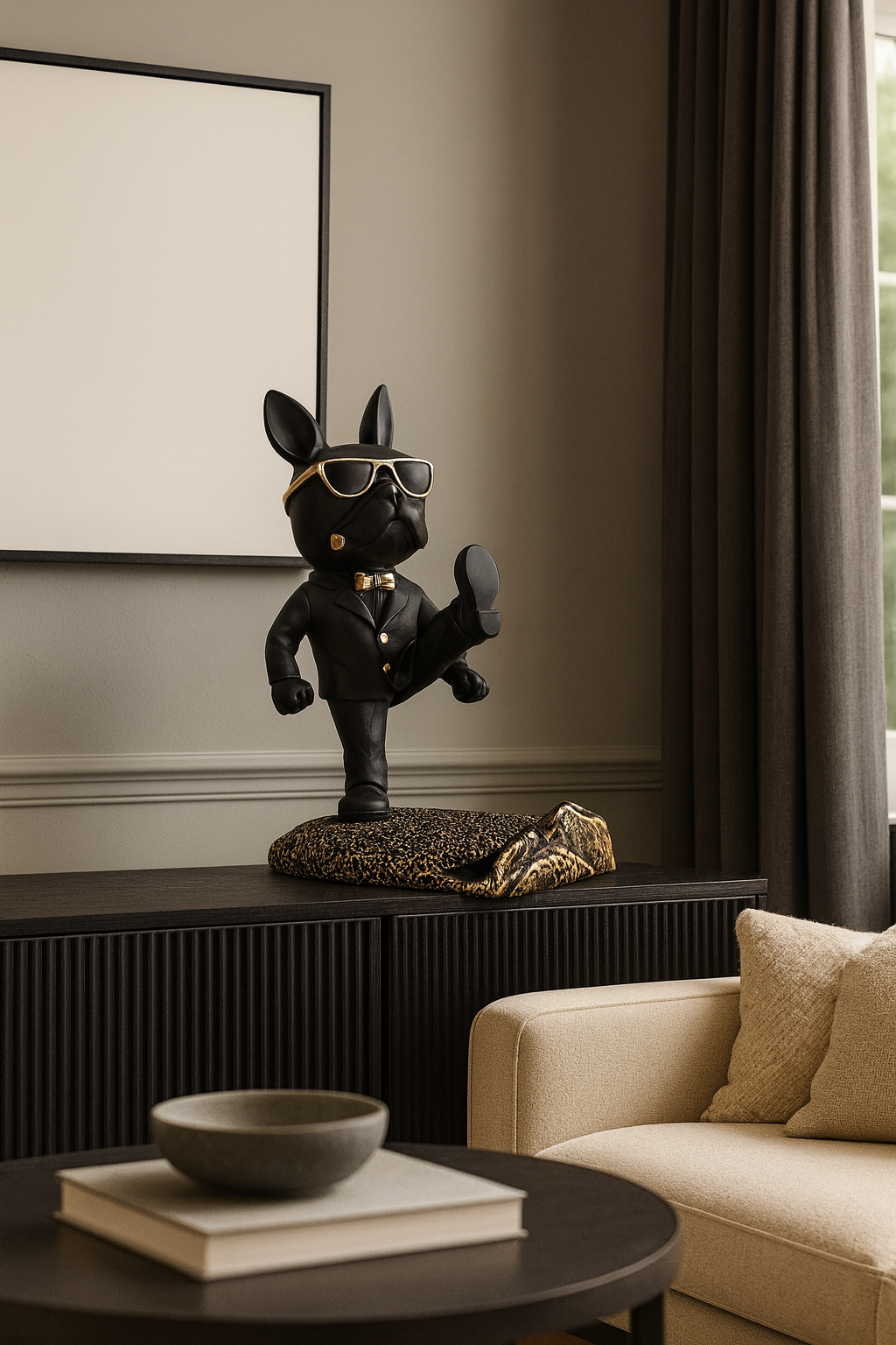 Sculpture Bouledogue Porte-Téléphone