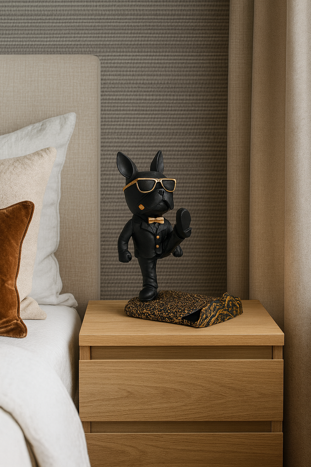 Sculpture Bouledogue Porte-Téléphone