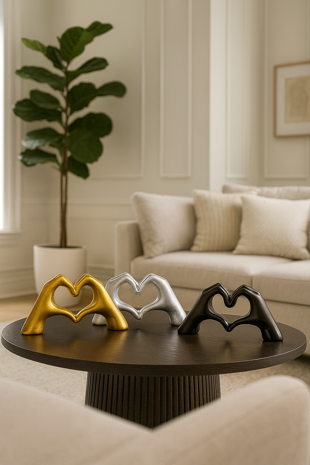 Statue Main Dorée en Forme de Cœur