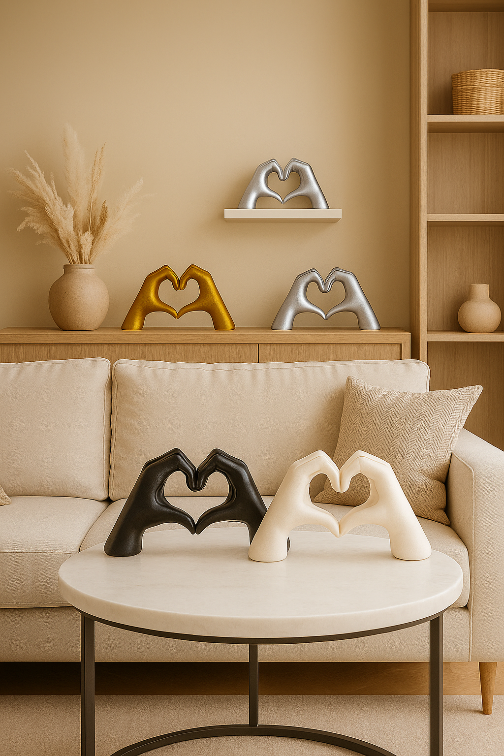 Statue Main Dorée en Forme de Cœur