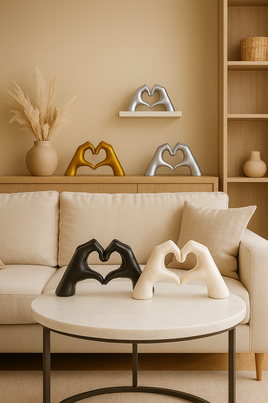 Statue Main Dorée en Forme de Cœur