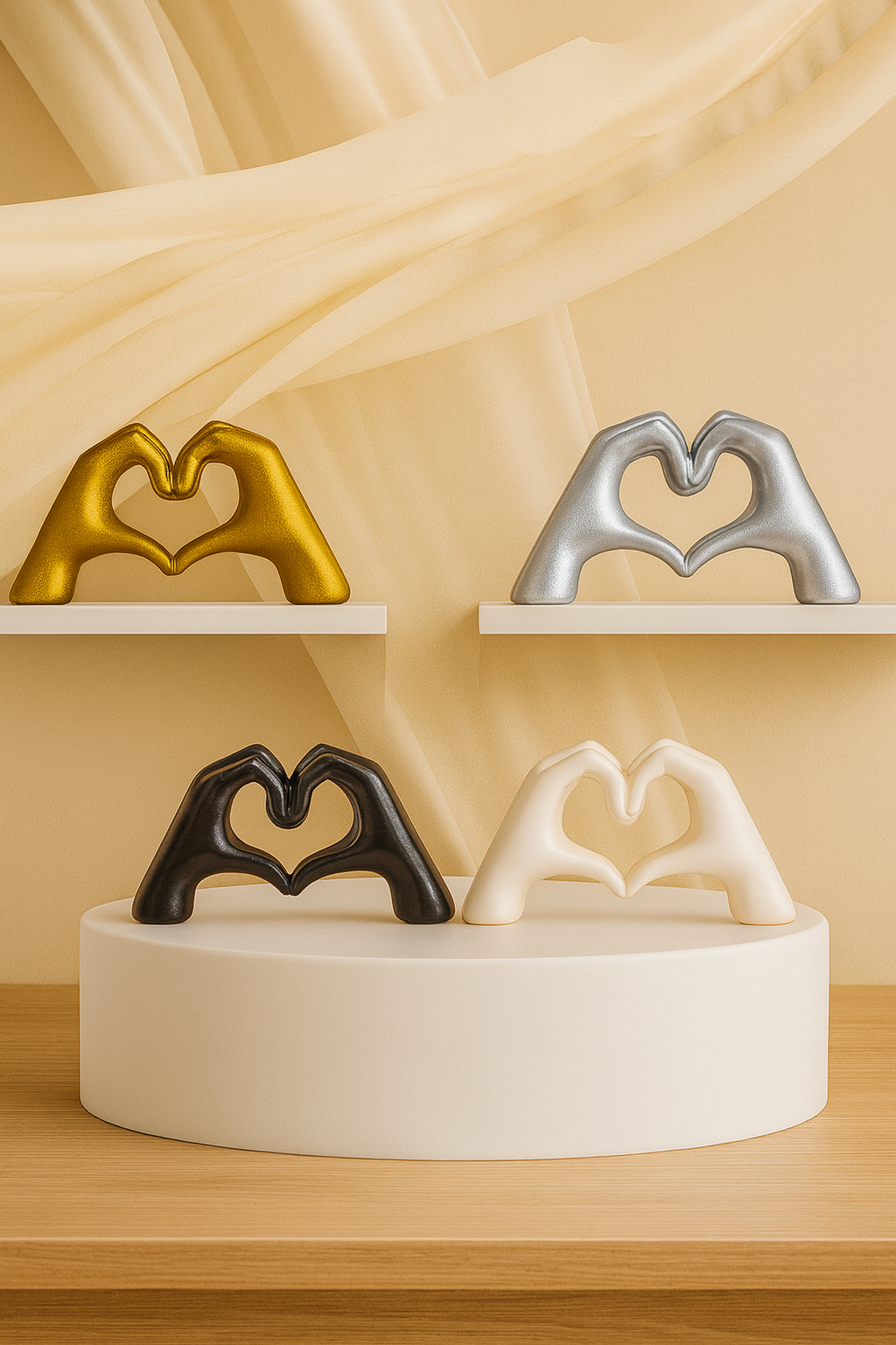 Statue Main Dorée en Forme de Cœur