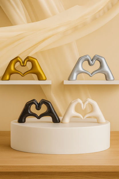 Statue Main Dorée en Forme de Cœur