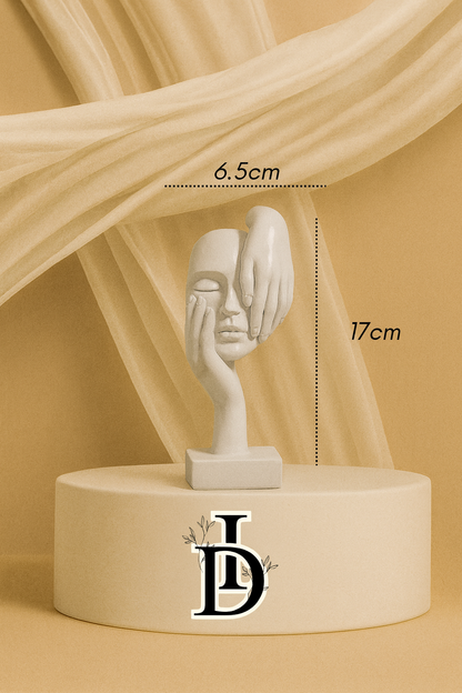 Statue Masque Abstrait en Résine en Blanc