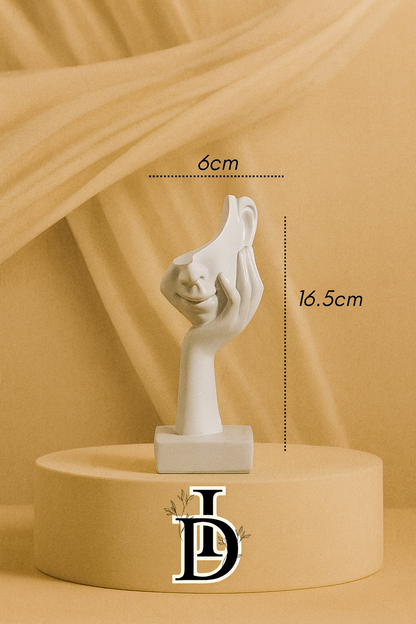 Statue Masque Abstrait en Résine en Blanc