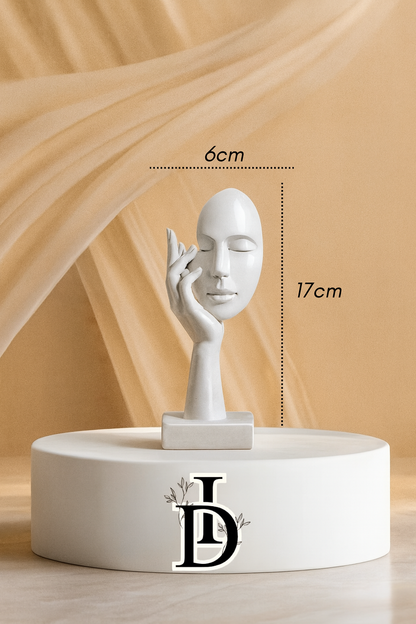 Statue Masque Abstrait en Résine en Blanc