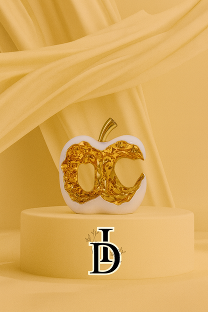 Sculpture Pomme Dorée en Céramique