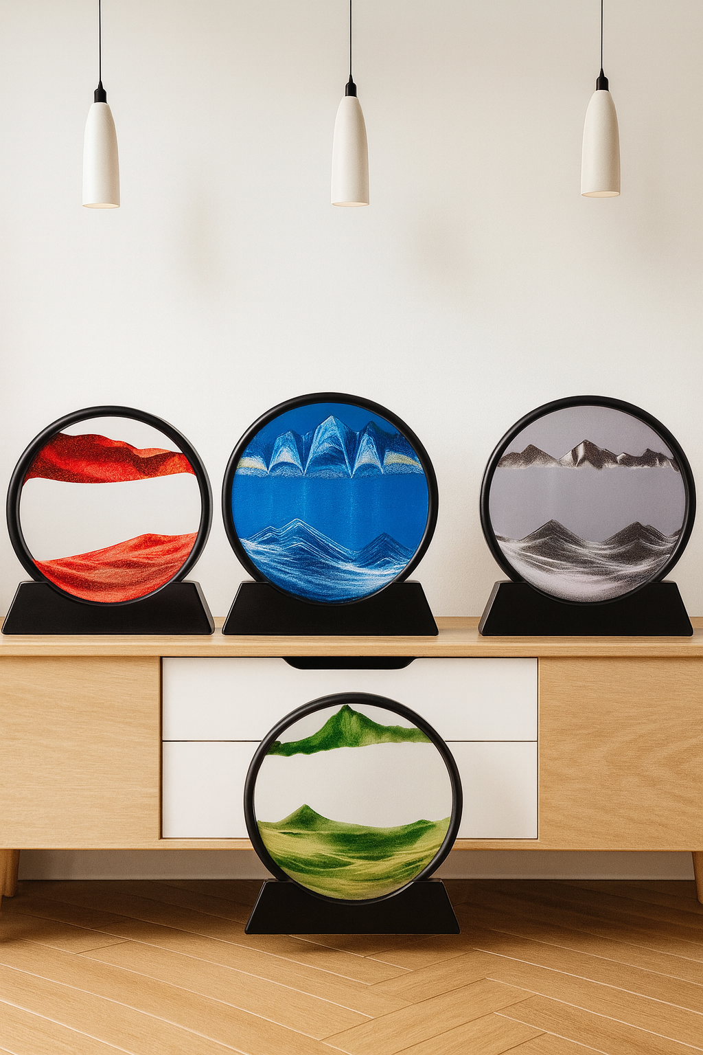 Sablier 3D en Verre – Paysage Marin en Sable Mouvant