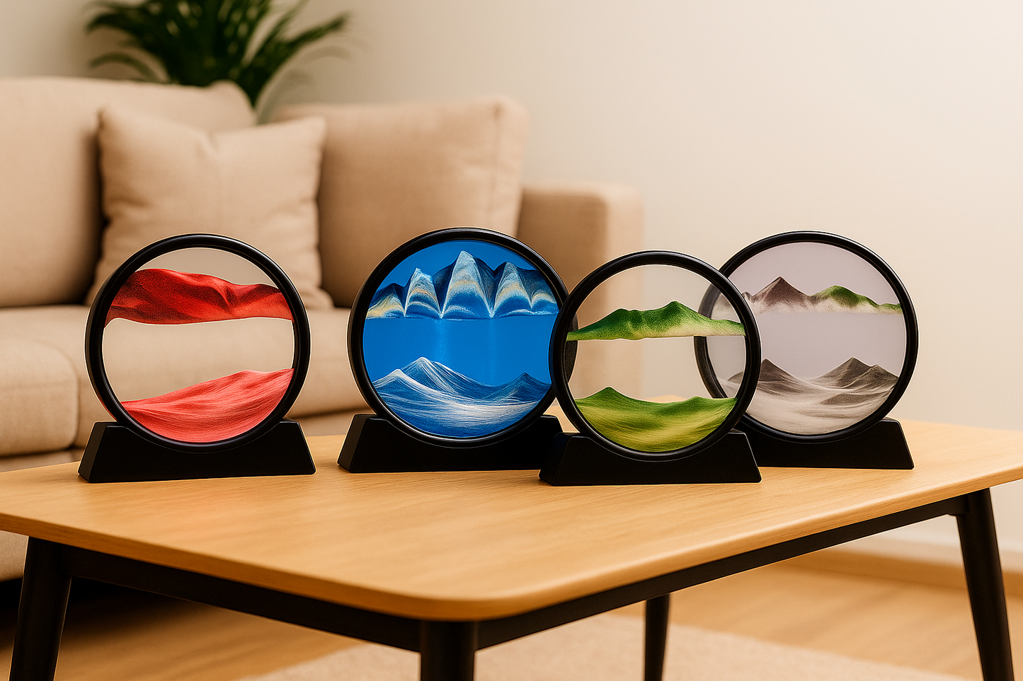 Sablier 3D en Verre – Paysage Marin en Sable Mouvant