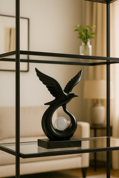 Sculpture Oiseau Élégance – Déco Moderne Porte-Bonheur en Résine