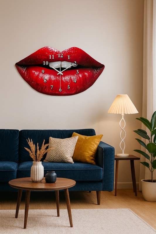 Horloge Murale Lèvres Rouges