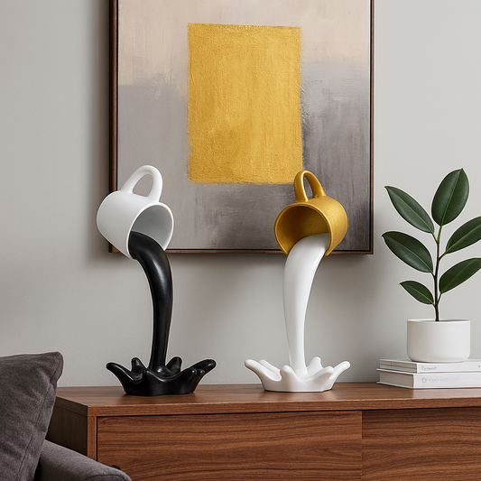 Décorations Tasses Café Dorées & Noires