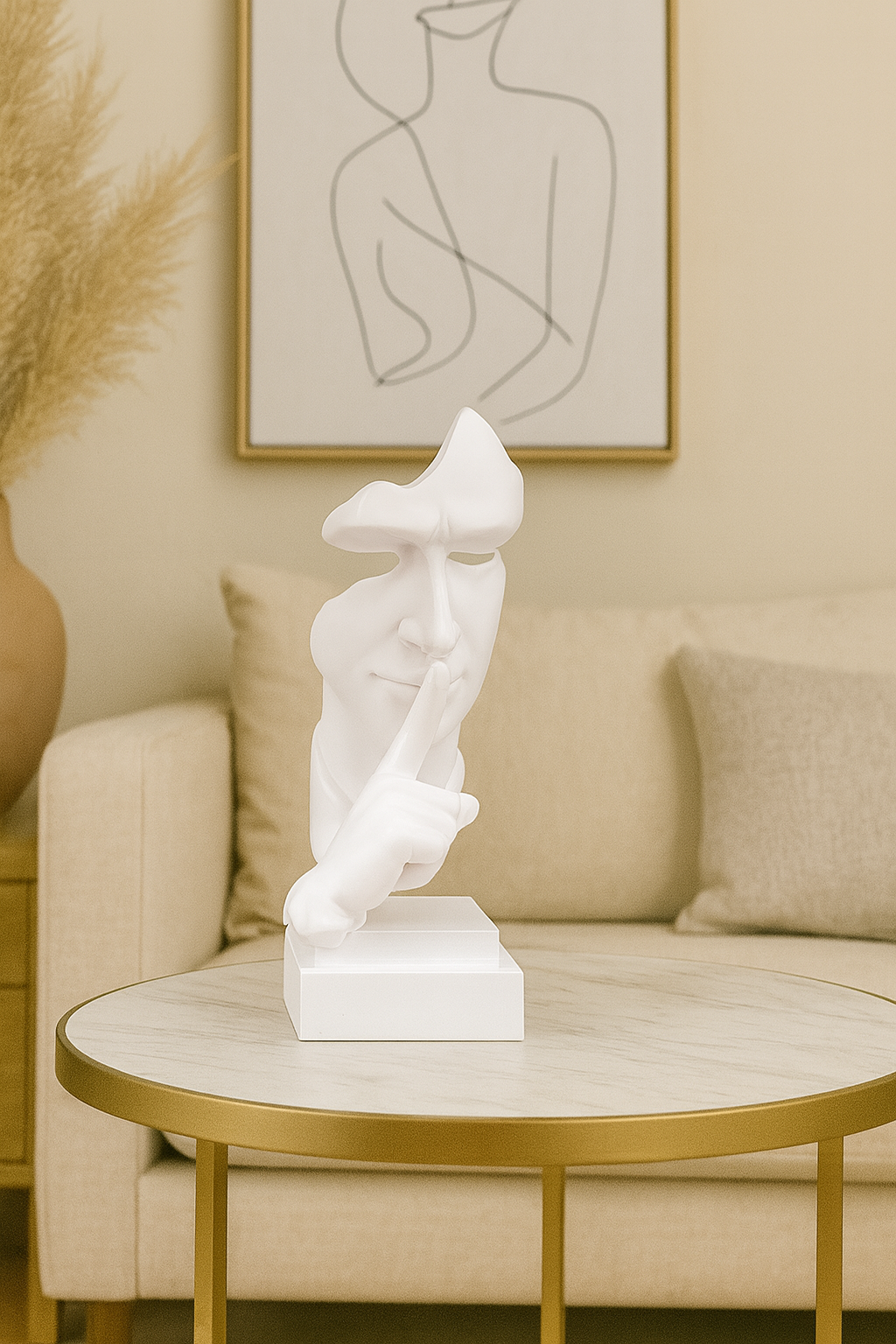 Statue Visage Silence – Sculpture Moderne “Chut” Décoration Design