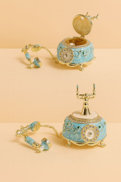 Boîte à Bijoux Vintage Téléphone Émaillé