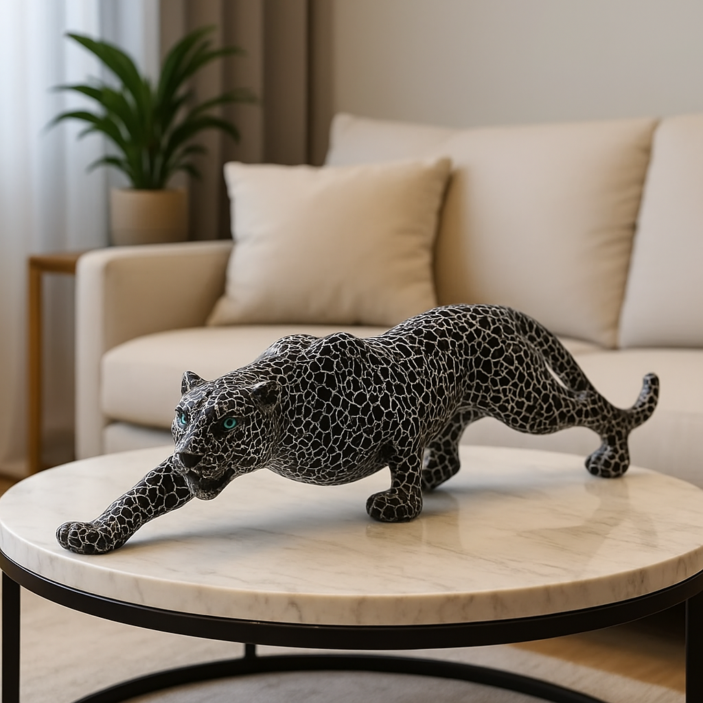 Statue Léopard Géométrique en Résine