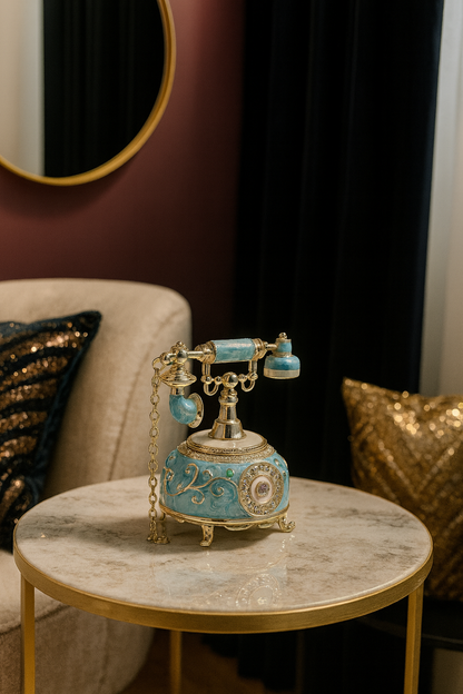 Boîte à Bijoux Vintage Téléphone Émaillé